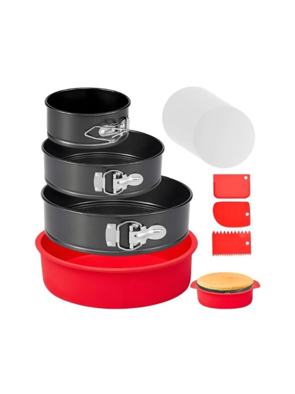 4 7 9 Inch Springform Pan Set 3 Leakproof Nonstick Silicone Protector Cheesecake